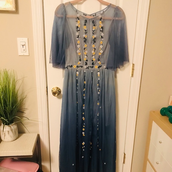 #034. French Connection tulle midi dress with floral embroidery - Picture 11 of 15